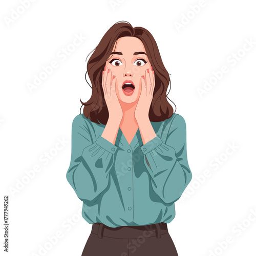 Astonished Woman Reacting in Surprise