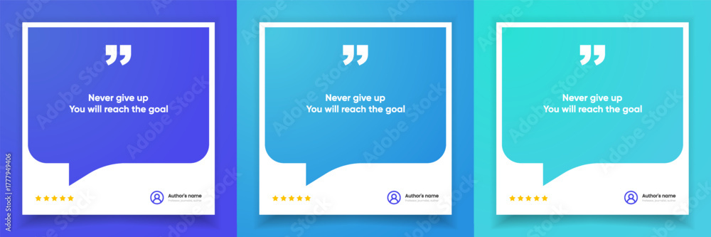 Naklejka premium 3D bubble testimonial banner, quote, infographic. Social media post template designs for quotes. Empty speech bubbles, quote bubbles and text box. Vector Illustration EPS10.