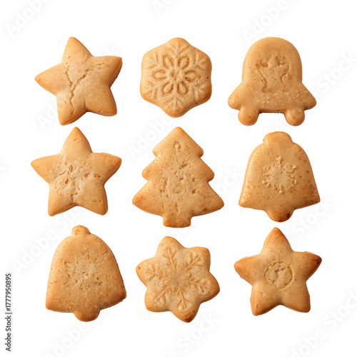 Delicious Holiday Cookies Arranged in a Festive Pattern on a White Background