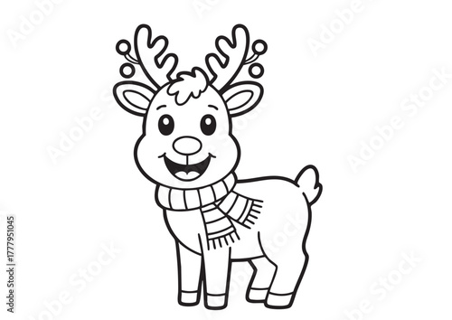 Santa's reindeer coloring page for kids