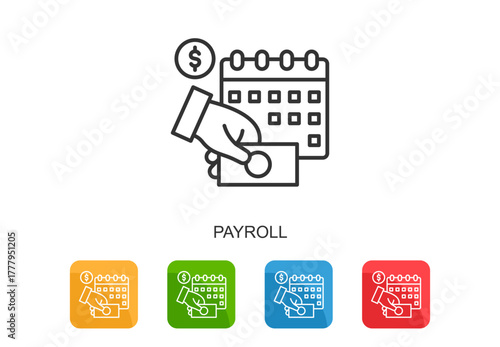 Payroll Icon Line Multi Color Vector Illustration