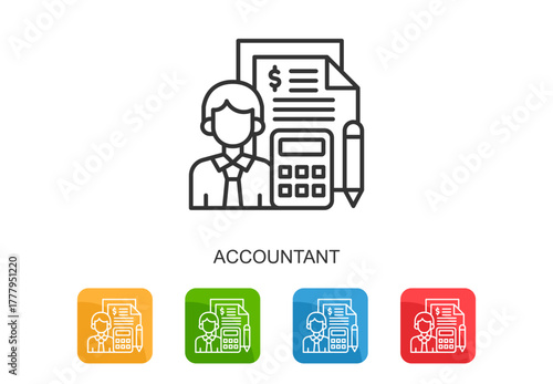 Accountant Icon Line Multi Color Vector Illustration