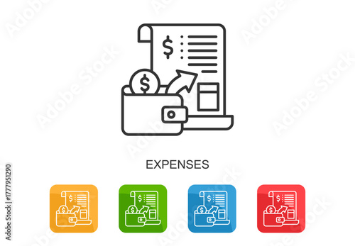 Expenses Icon Line Multi Color Vector Illustration
