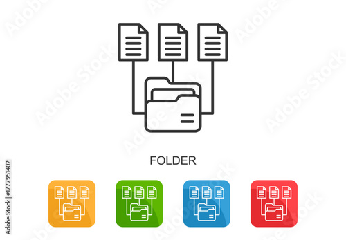 Folder Icon Line Multi Color Vector Illustration