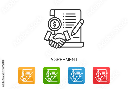 Agreement Icon Line Multi Color Vector Illustration