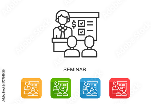 Seminar Icon Line Multi Color Vector Illustration