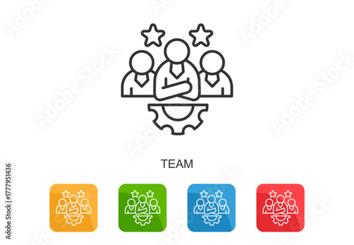 Team Icon Line Multi Color Vector Illustration