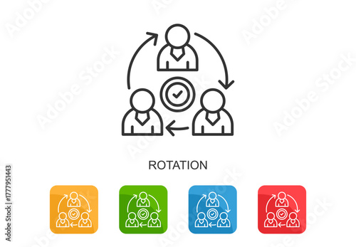 Rotation Icon Line Multi Color Vector Illustration
