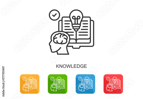 Knowledge Icon Line Multi Color Vector Illustration