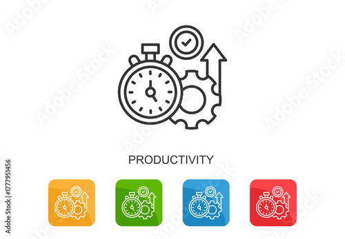 Productivity Icon Line Multi Color Vector Illustration
