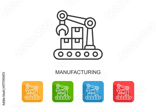 Manufacturing Icon Line Multi Color Vector Illustration