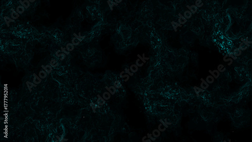 Dark Abstract Cosmic Texture Background — Deep Black and Teal Tones Blend in a Subtle Nebula-Like Pattern with Swirling Energy. Mysterious Digital Artwork Evokes Space, Depth.