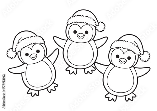 three penguins and christmas mood