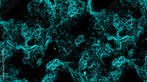 Dark Abstract Cosmic Texture Background — Deep Black and Teal Tones Blend in a Subtle Nebula-Like Pattern with Swirling Energy. Mysterious Digital Artwork Evokes Space, Depth.