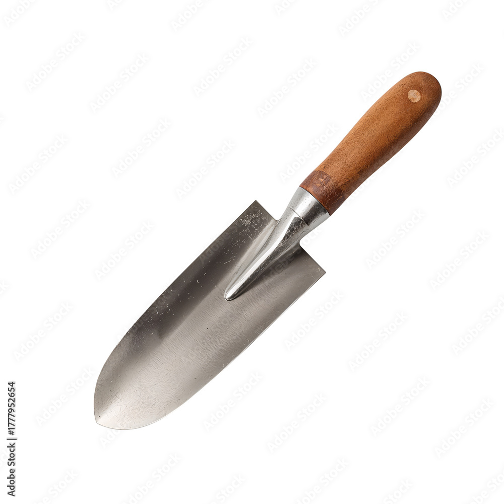 Fototapeta premium Quality Gardening Trowel With a Wooden Handle for Planting and Cultivating Soil