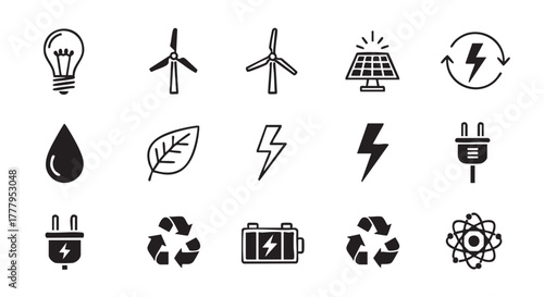 Green energy concept illustration with eco friendly icons and symbols