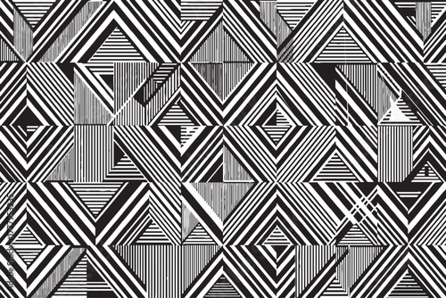 Abstract Black and White Triangle Pattern — Modern Geometric Optical Design