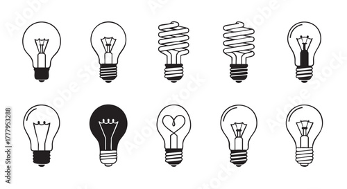 Light bulb vector icon set idea and solution symbol concept