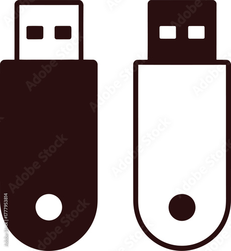 Print USB Flash Drive Memory Stick Data Storage Transfer Icon Vector illustration