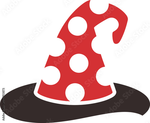 Witch Wizard Hat Polka Dot Halloween Costume Magic Vector illustration