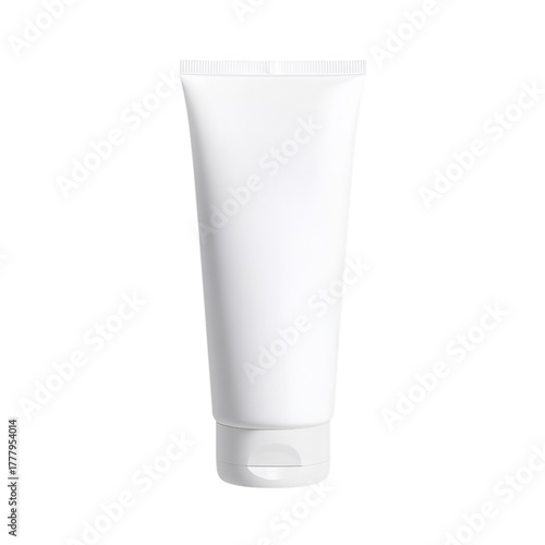 Clean White Tube for Skincare Product Displayed on Plain Background in Studio...