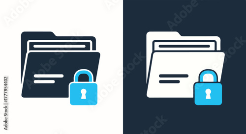 Secure folder icon with padlock protection - Blue icon vector - Vector icon symbol for website - Icon vector