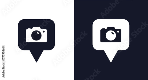 Photography location pin camera map symbol - Blue icon vector - Vector icon symbol for website - Icon vector