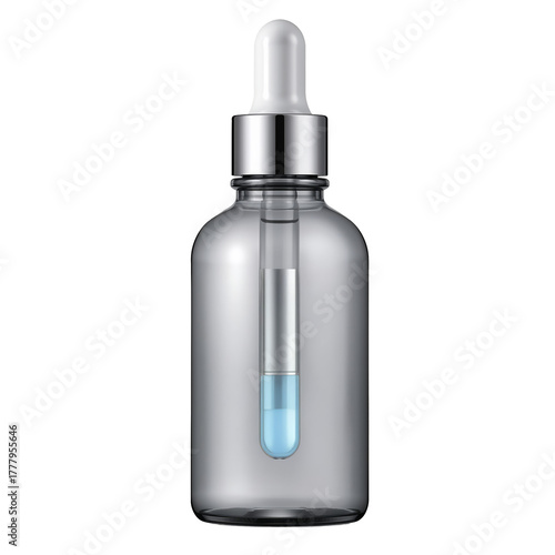 White Dropper Bottle for Skincare or Pharmaceutical Products Displayed on a P...