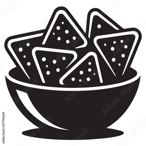 Bowl of tortilla chips isolated on white background, perfect for snack time