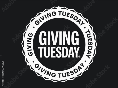 Official Giving Tuesday Logo Graphic in White on a Black Background Promoting Generosity and Charitable Donations