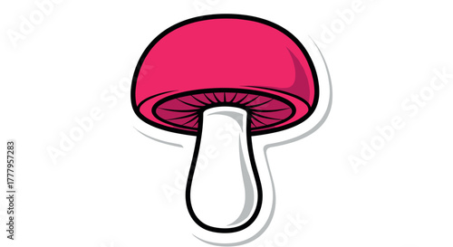 Stylized red mushroom with white stem in a clean bold design