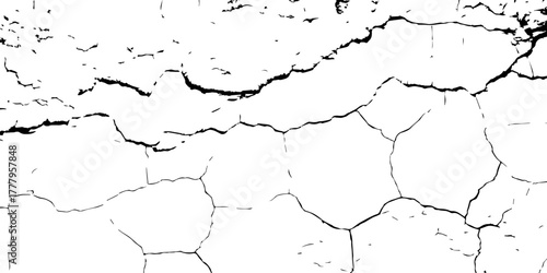 A close-up of cracked dry ground texture, showing irregular patterns, fine details, and natural lines; ideal for abstract backgrounds or environmental design themes.