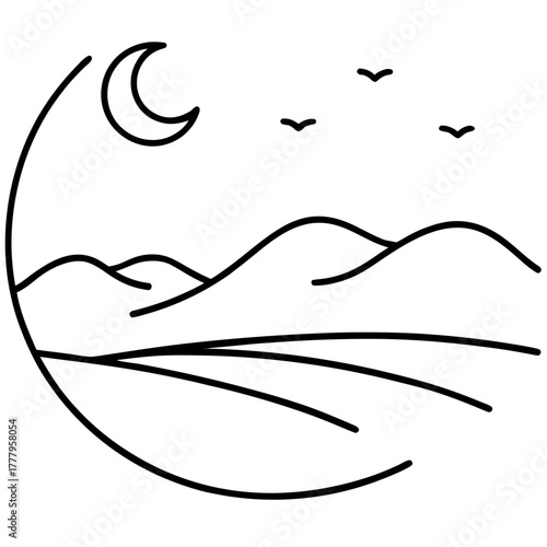 Minimalist night landscape