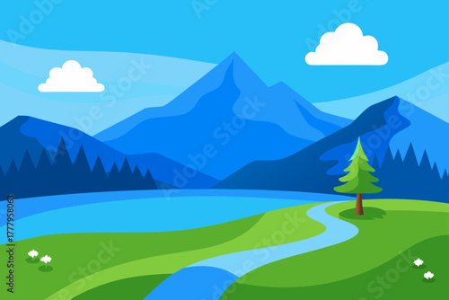 Cartoon mountain landscape