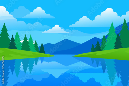 Landscape with trees and lake