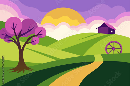 Landscape with house and tree