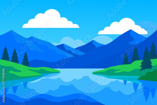 Landscape with lake and sky