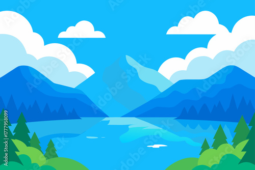 Landscape with lake and sky