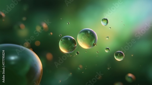 Wallpaper Mural Macro shot of transparent water droplets against a vibrant green backdrop, reflecting light and creating a captivating visual Torontodigital.ca