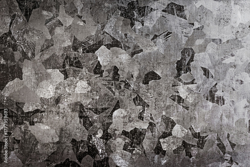 Close view of galvanized steel showing zinc spangle crystals. Technical metal texture for anti corrosion and manufacturing topics.