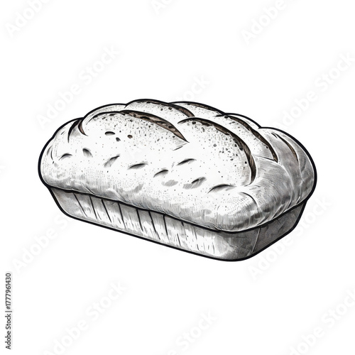 Hand-drawn Illustration of Freshly Baked Loaf of Bread