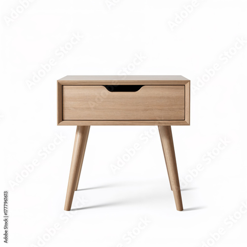 Modern Wooden Bedside Table With Drawer Displayed in a Cozy Room Setting Duri...