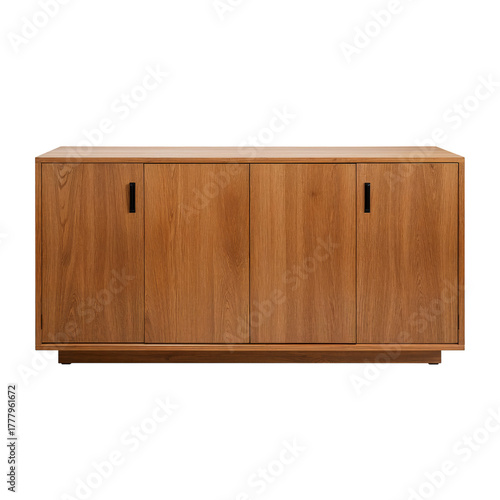 Modern Wooden Sideboard With Sleek Design in Natural Finish Displayed in a Li...
