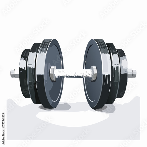 Une haltère pour faire de la musculation, en gros plan, isolé sur fond blanc