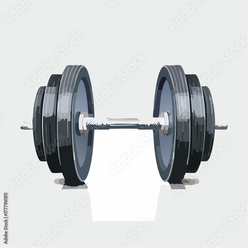 Une haltère pour faire de la musculation, en gros plan, isolé sur fond blanc