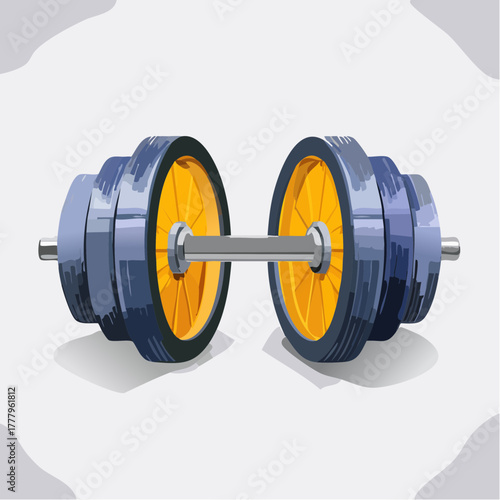 Une haltère pour faire de la musculation, en gros plan, isolé sur fond blanc