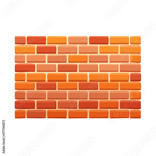 Mur en briques rouges, isolé sur fond blanc