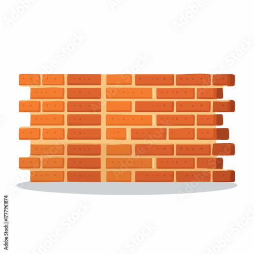 Mur en briques rouges, isolé sur fond blanc