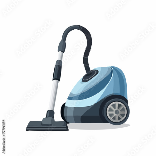 Un aspirateur en gros plan, coloré, vue de profil, isolé sur fond blanc