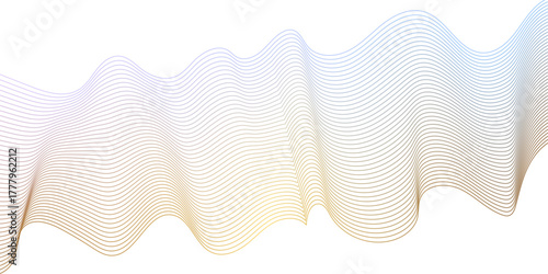 Wavy blend lines with gradient mesh abstract banner background. Flowing and motion technology vector lines pattern. 
